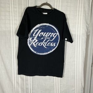 Young & Reckless Black Short Sleeve Tee with Blue Logo